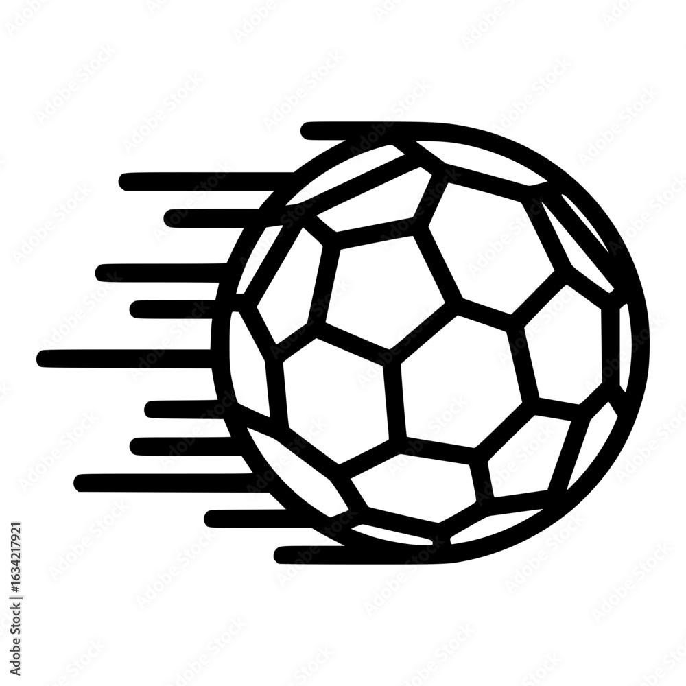 Obraz premium Dynamic Soccer Ball Icon: An energetic illustration of a soccer ball, streaks indicating motion, ready for action. Perfect for conveying speed, sport and movement.