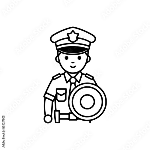 Security Officer: An illustration of a security officer is seen standing guard, symbolizing vigilance, security, and the important work of protecting and serving communities.