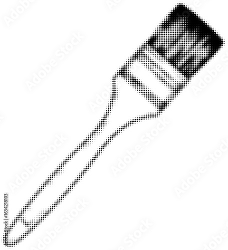 Halftone illustration of a paintbrush with black bristles