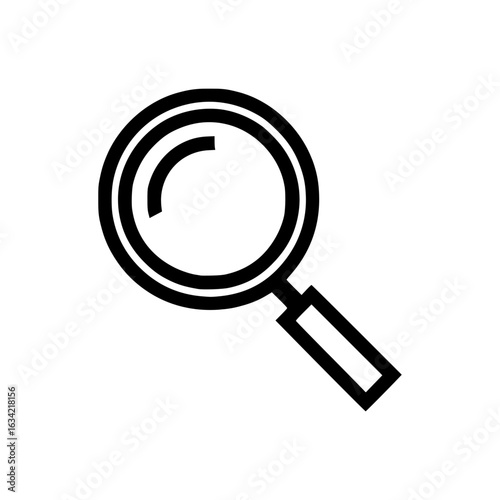 Magnifying Glass: A minimalistic outline of a classic magnifying glass, set against a stark background. Representing clarity, investigation, and the quest for truth.