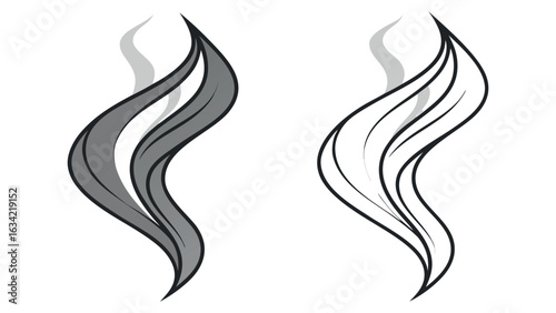 Abstract smoke wave design in black and white illustration
