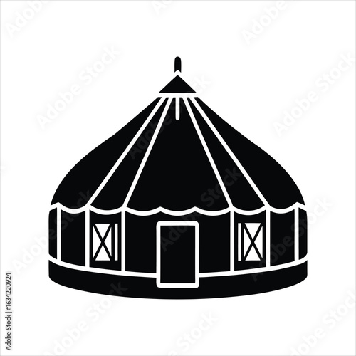  Vector Icon of Mongolian Yurt House Silhouette