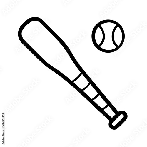 Baseball bat and ball illustrated, showcasing essential sports equipment for an exciting game in a local park during summer