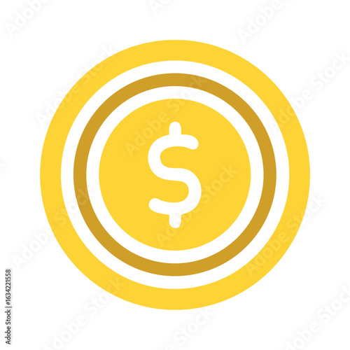 Icon representing currency, featuring a yellow coin with a dollar sign, contributing to the theme of finance and money management