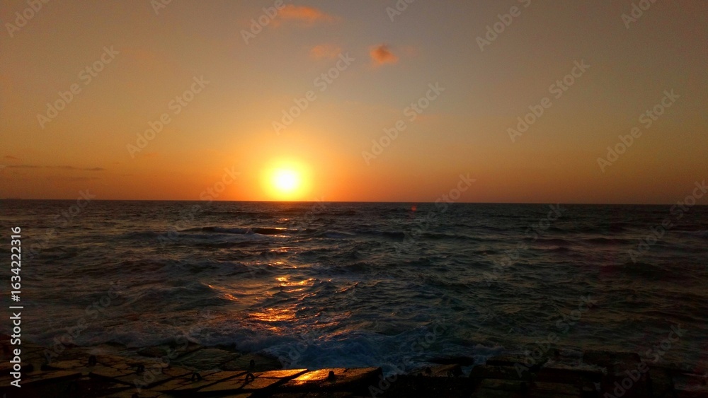 Obraz premium Scenic beach view along the North Coast of Egypt during golden hour