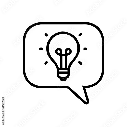 Creative light bulb symbol with speech bubble representing ideas and communication in a modern design style