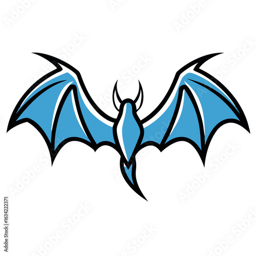 Stylized blue dragon with wings in mid-flight showcasing its elegant design and vibrant color against a plain background