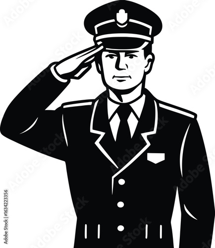 Retro illustration of a gentleman police officer in a suit and hat with a gun
