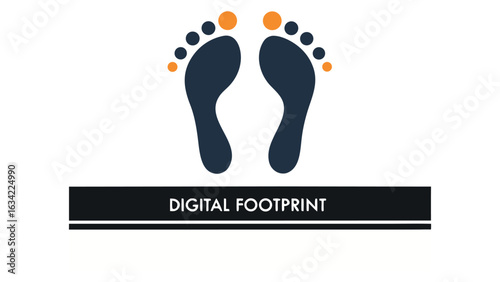 Digital footprint icon with feet symbol representing online activity and internet presence
