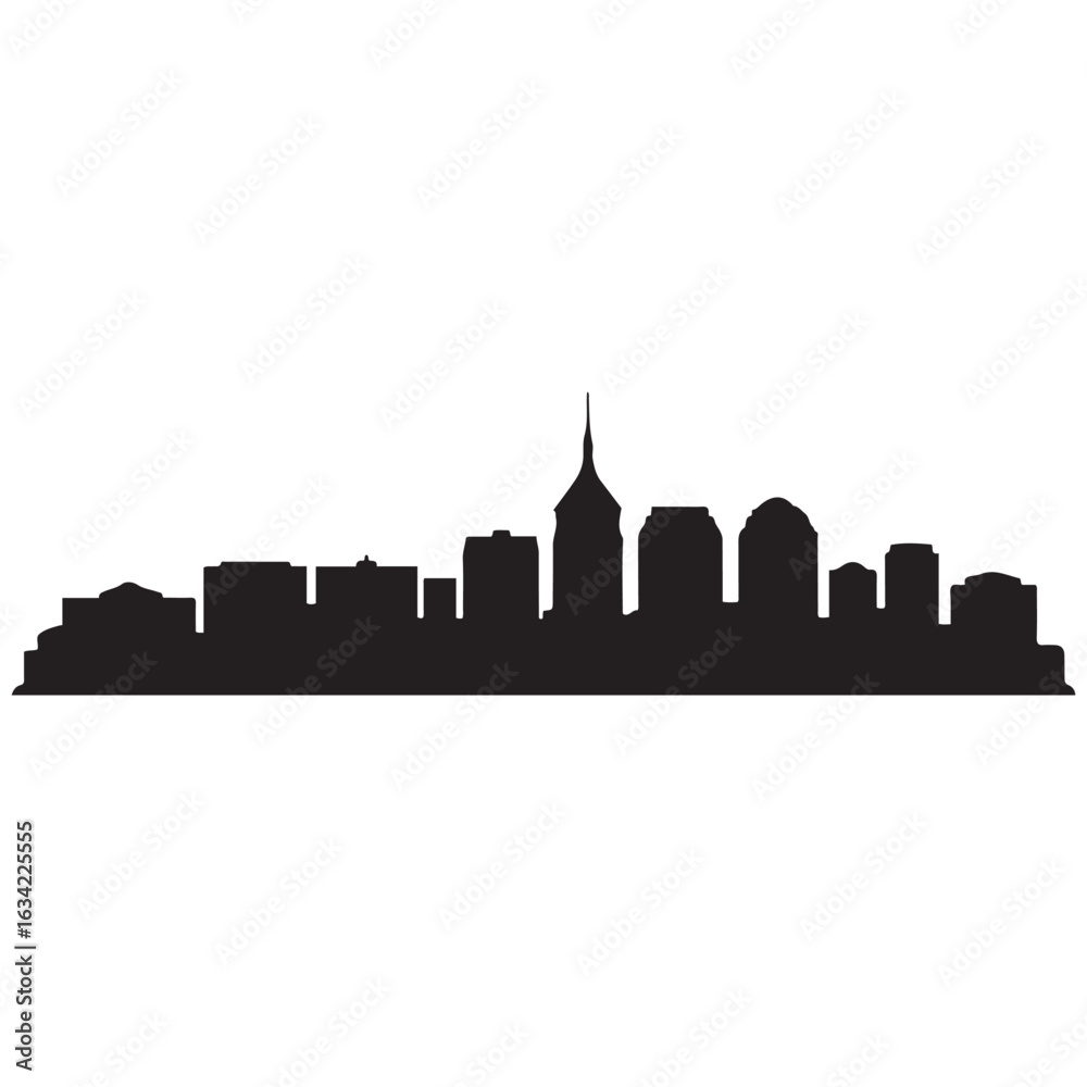 Fototapeta premium Chattanooga skyline, monochrome silhouette. Vector illustration. Vector black silhouette. with white background.