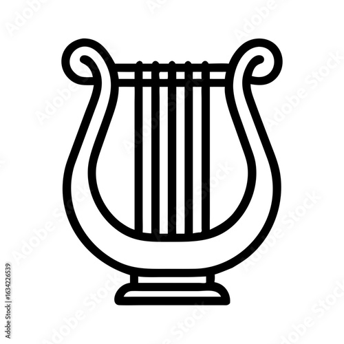 Iconic harp illustration representing musical traditions and cultural heritage in art and design