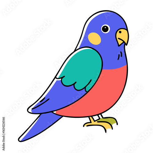 Colorful parrot perched on a branch, showcasing vibrant feathers and playful demeanor in a bright and cheerful setting