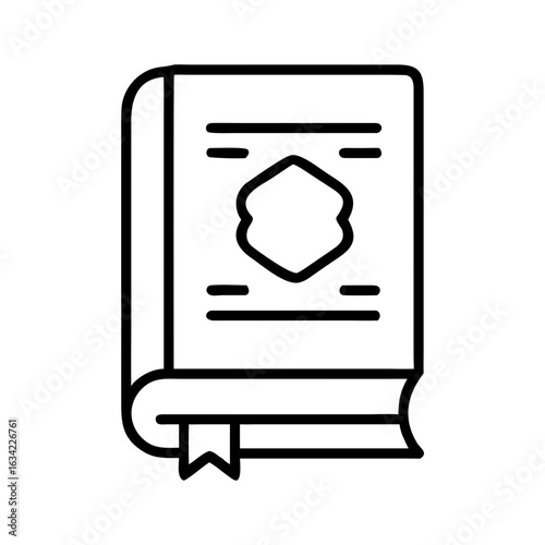 Quran book outline with ornamental design and bookmark  