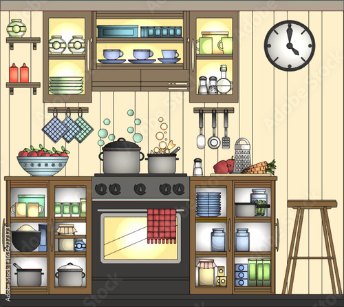 kitchen set vector illustration
