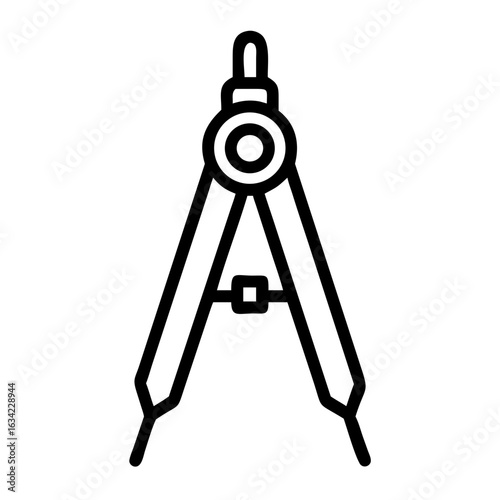 Compass tool used for precise measurements and drawing technical illustrations in a drafting workspace