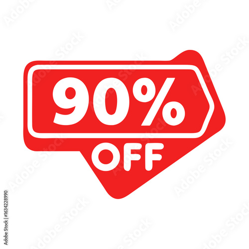 Huge discount sign indicating 90 percent off on various products during a seasonal sale event