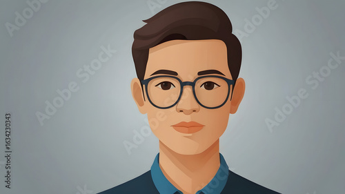 Vector illustration of a young professional man with glasses. Modern character design for a business avatar or user profile concept.