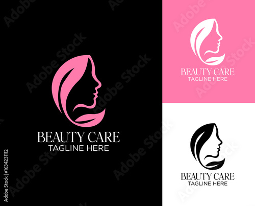 Flathand drawn beauty hair salon logo collection