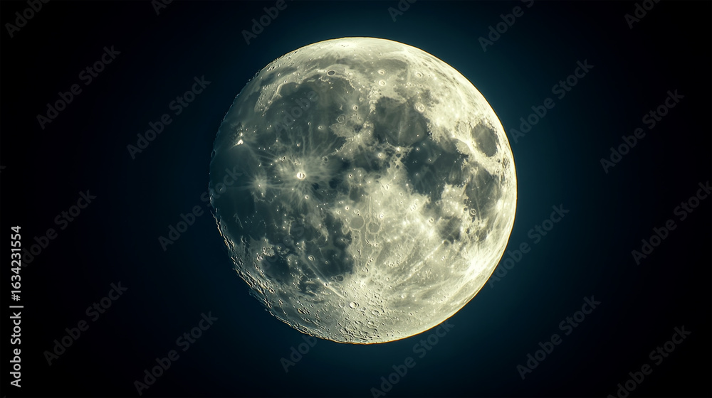 Obraz premium High resolution full moon close-up in night sky 