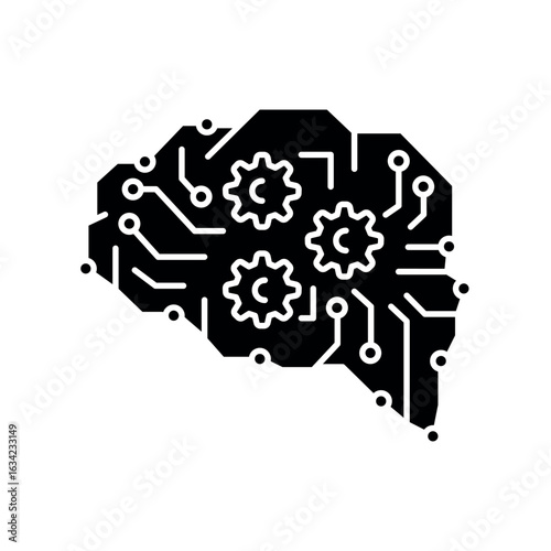 Deep Learning black flat icon.