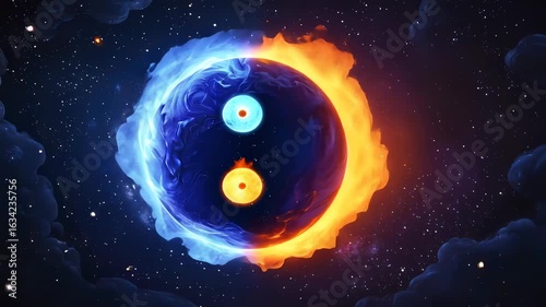 Blood moon and eclipse merging fire and ice