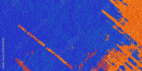 Abstract yellow-blue frame on a dark background. Sporty design in grunge style. Illustration for sports, athletics, training, workout, etc.