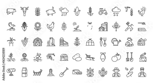 A set of farm related illustration icons