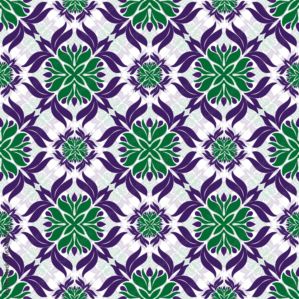 Beautiful seamless green and purple flowers, imaginative Beautiful seamless green and purple flowers, imaginative