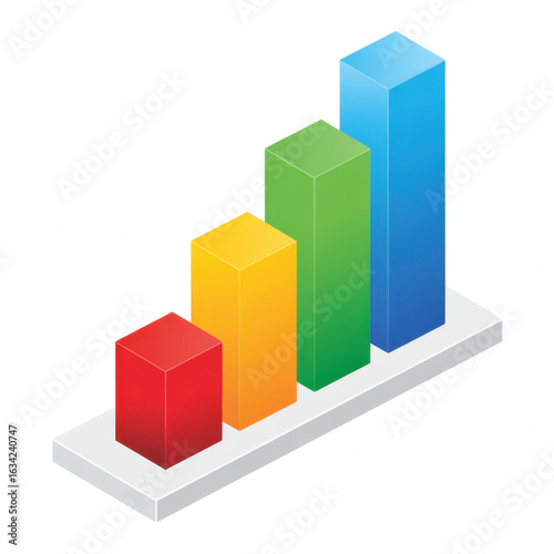 Free Download Colorful 3 D Bar Graph Showing Upward Trend isolated on a transparent background chart data - GFXLoad