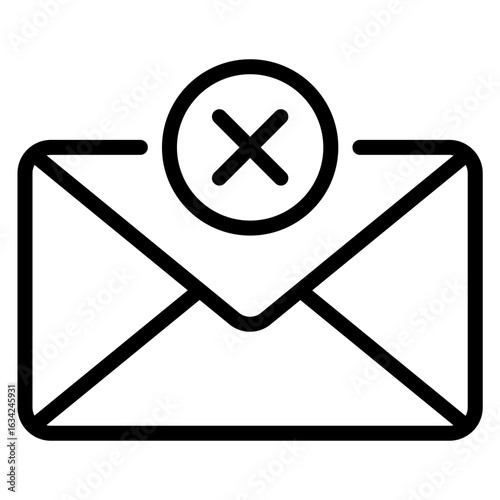 Email Icon with Cross Mark, Spam Mail Concept