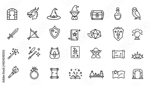 Schilderij op canvas Role playing game icons set