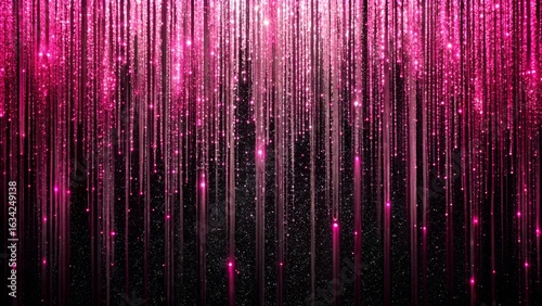 Abstract pink glitter curtain with sparkling particles and light effects