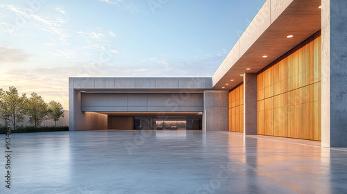 Modern urban concrete building space plaza