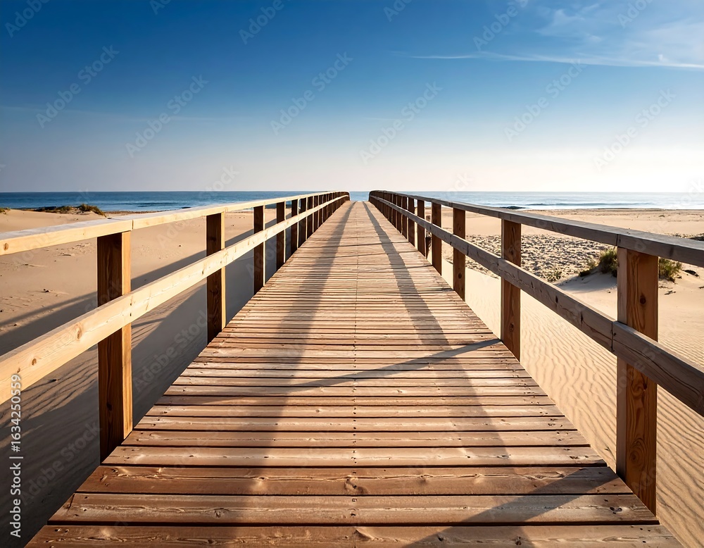 Fototapeta premium Wooden boardwalk leading to the ocean