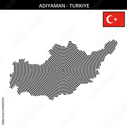 adiyaman geographical map with turkey flag