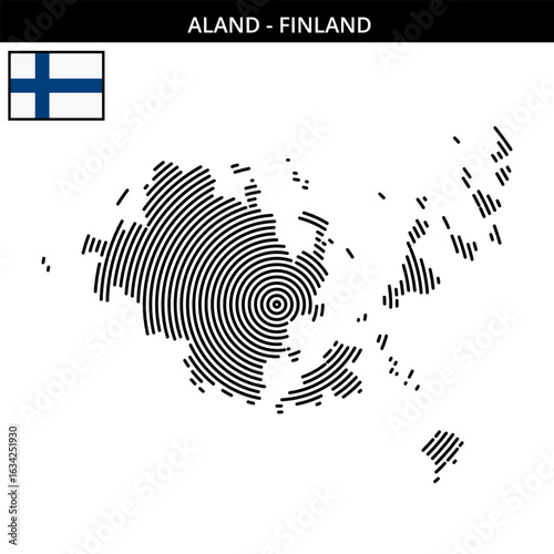 Unique map design featuring the outline of Aland Finland