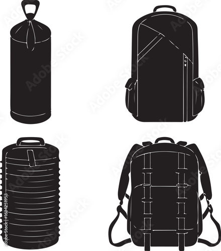 Vector Icons of Travel Bags and Backpacks