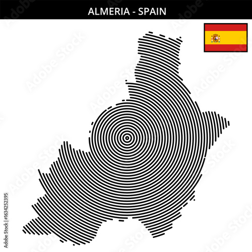 Geographical map of Almeria Spain featuring its national flag