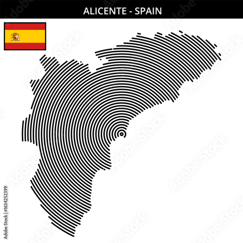Alicante Spain  its unique map design and flag
