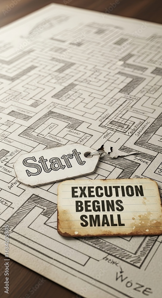 Naklejka premium Start Your Journey with a Maze Puzzle and Motivational Message