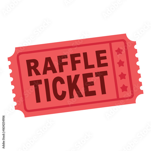 Red Raffle Ticket Vector Illustration Luck Chance Winning