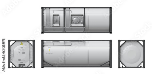Tableau sur toile Fundamental perspectives of an ISO Tank Container, isolated on a transparent background