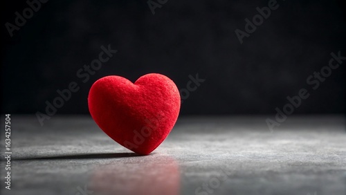 Fluffy Red Heart on a Dark Textured Surface