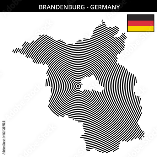 Brandenburg map with Germany flag highlighting its notable features