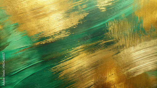 Hand-painted Gold and Green Abstract Brush Art Texture