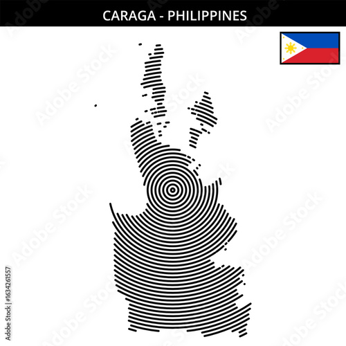 Unique geographical map design of Caraga region in Philippines
