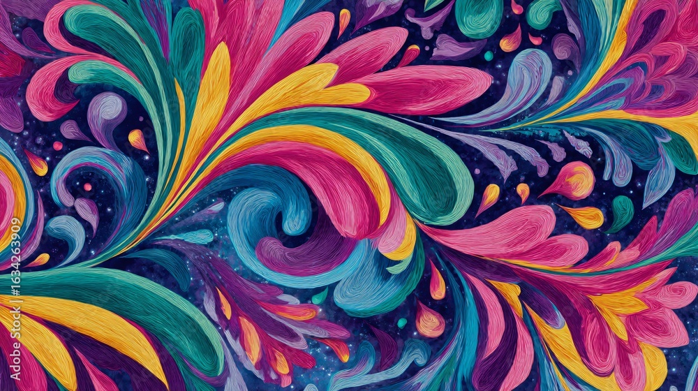 Fototapeta premium Vibrant Swirling Kaleidoscopic Psychedelic Style Abstract Art