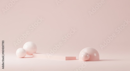 Blush Pink Minimalist Product Display with Geometric Shapes and Sphere