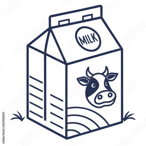 Milk carton with cow and grass dairy farm