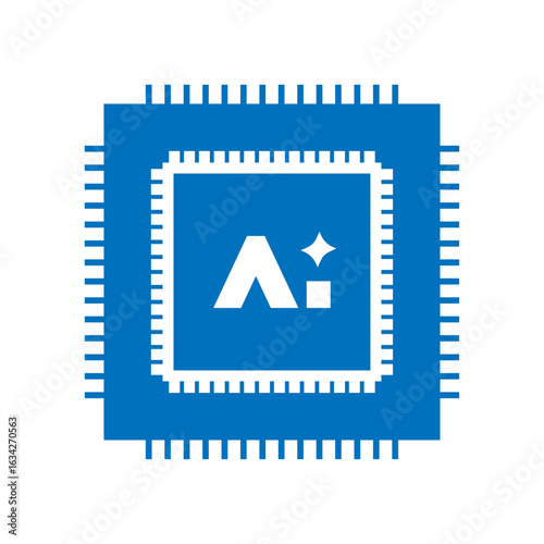 Artificial intelligence AI processor setting vector icon web site, logo, social media. vector	